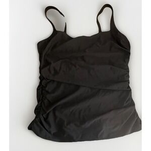 Miraclesuit x Talbots Underwire Tankini Top Black Slimming Swimwear Women 16